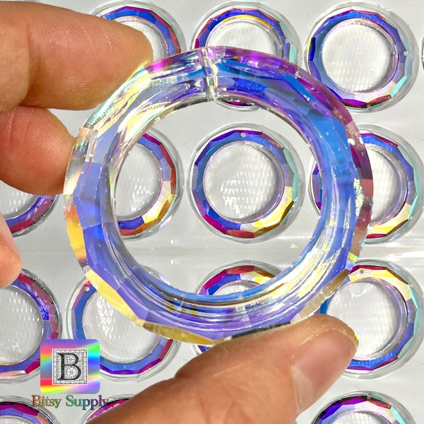50mm AB Crystal Ring Sun Catcher Prisms for Windows, round focal circle halo Leaded Glass DIY Bulk Suncatcher Supplies BC67