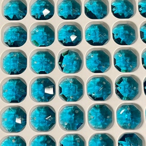 14mm Fancy Octagon 2-Hole Indicolite Crystals for SunCatchers Dark Teal Blue Crystal Octagon Beads for DIY Sun catcher Supplies BC85