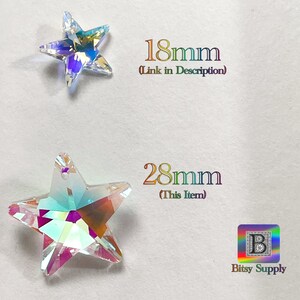 28mm AB Star Crystal Pendant | AB Aura Coated | 1-Hole Glass Prism | Star for Suncatcher Jewelry BD60 image 3