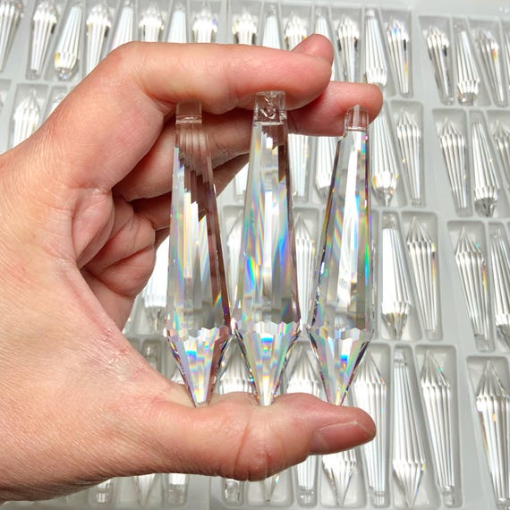 Huge 3 Inch Clear Step-Cut Icicle Crystal Suncatcher 76mm Full Lead Crystal Drop Chandelier supplies DIY Sun Catcher Glass Prism Point BH79