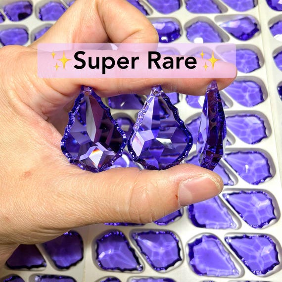 4pcs Small 38mm Purple Baroque Crystal Suncatcher Pendant, Pendalogue Glass Drop Blue Violet Prism 30% Leaded Vintage Chandelier CH104