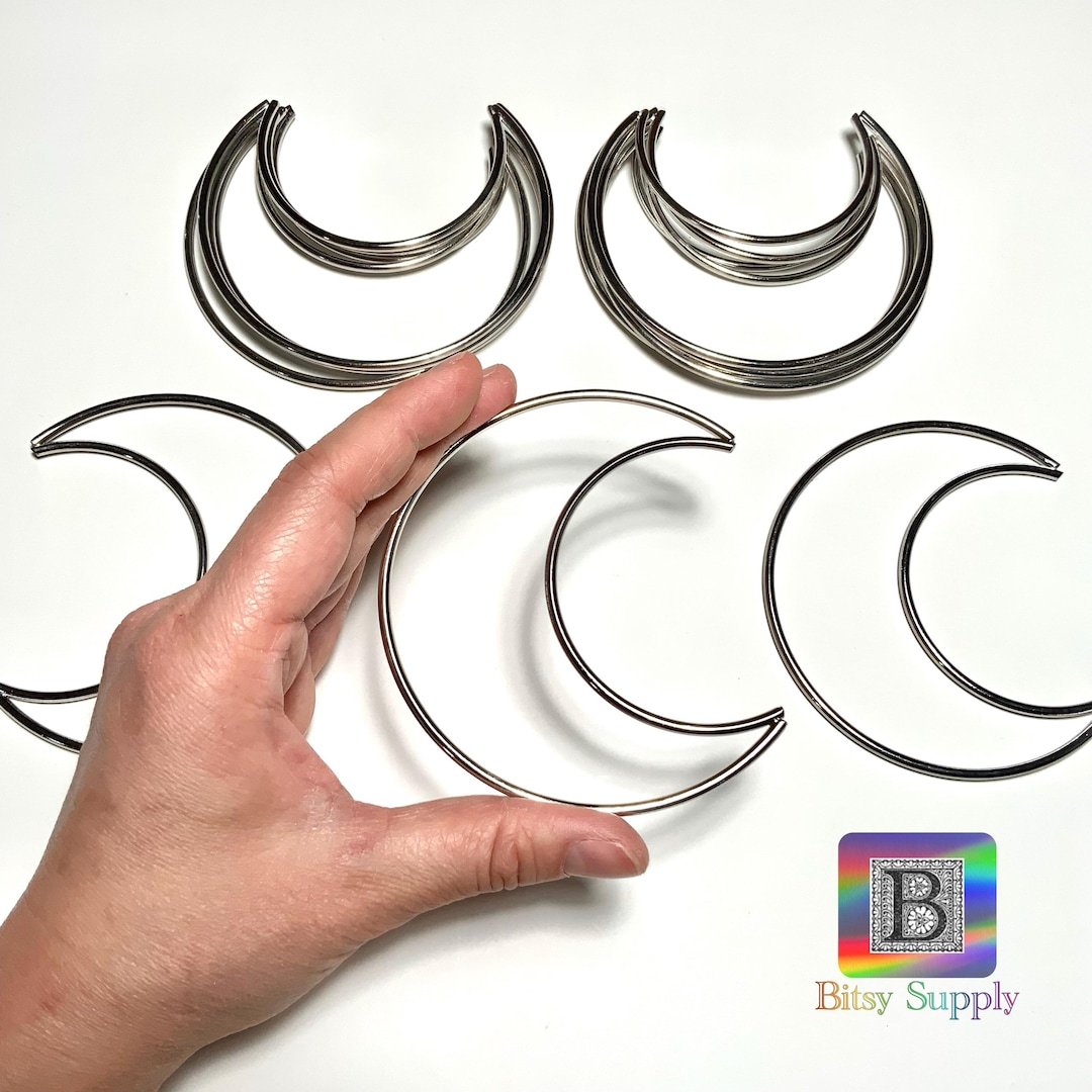 Choose Size- Shiny Silver Moon Frame for Suncatcher, Bulk Crescent ...