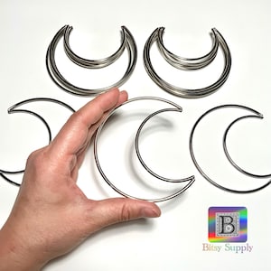 Wählen Sie Größe - Glänzender Silber Mond Rahmen für Sonnenfänger, Massen Halbmond Makramee Metalldraht Hoop Ringe DIY Celestial Lunar Phase Wanddekor BH64