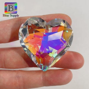 45mm AB Crystal Heart Large Suncatcher Prisms for Windows DIY Pet Memorial Sun Catcher Bulk Mothers Day Suncatcher Supplies BD41