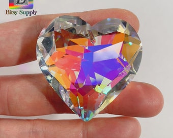 Rare Swarovski Crystal Heart Suncatcher, Retired 36mm Clear