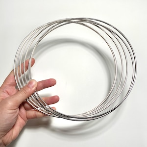 20cm glänzender silber Metallring Suncatcher Rahmen | Set mit 5 Makramee Creolen für DIY Sun Catcher, Metallringe für Perlen Mobiles Dreamcatchers CC24