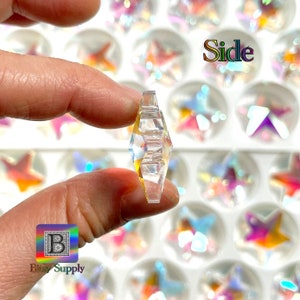 28mm AB Star Crystal Pendant | AB Aura Coated | 1-Hole Glass Prism | Star for Suncatcher Jewelry BD60 image 5