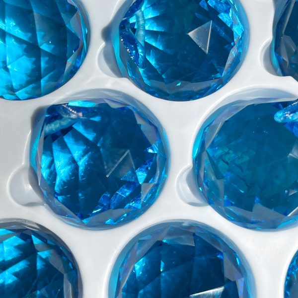 30mm Cerulean Aqua Blue Crystal Ball Prism Suncatcher Crystals for Windows Electric Blue Bulk Chandelier Supplies BC65