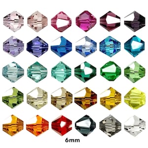 6mm Bicones High Quality 50pcs Bitsy Crystal for Jewelry Suncatchers or Car Charm Supplies, Glass Prism Beads for Earrings or Necklace CD10