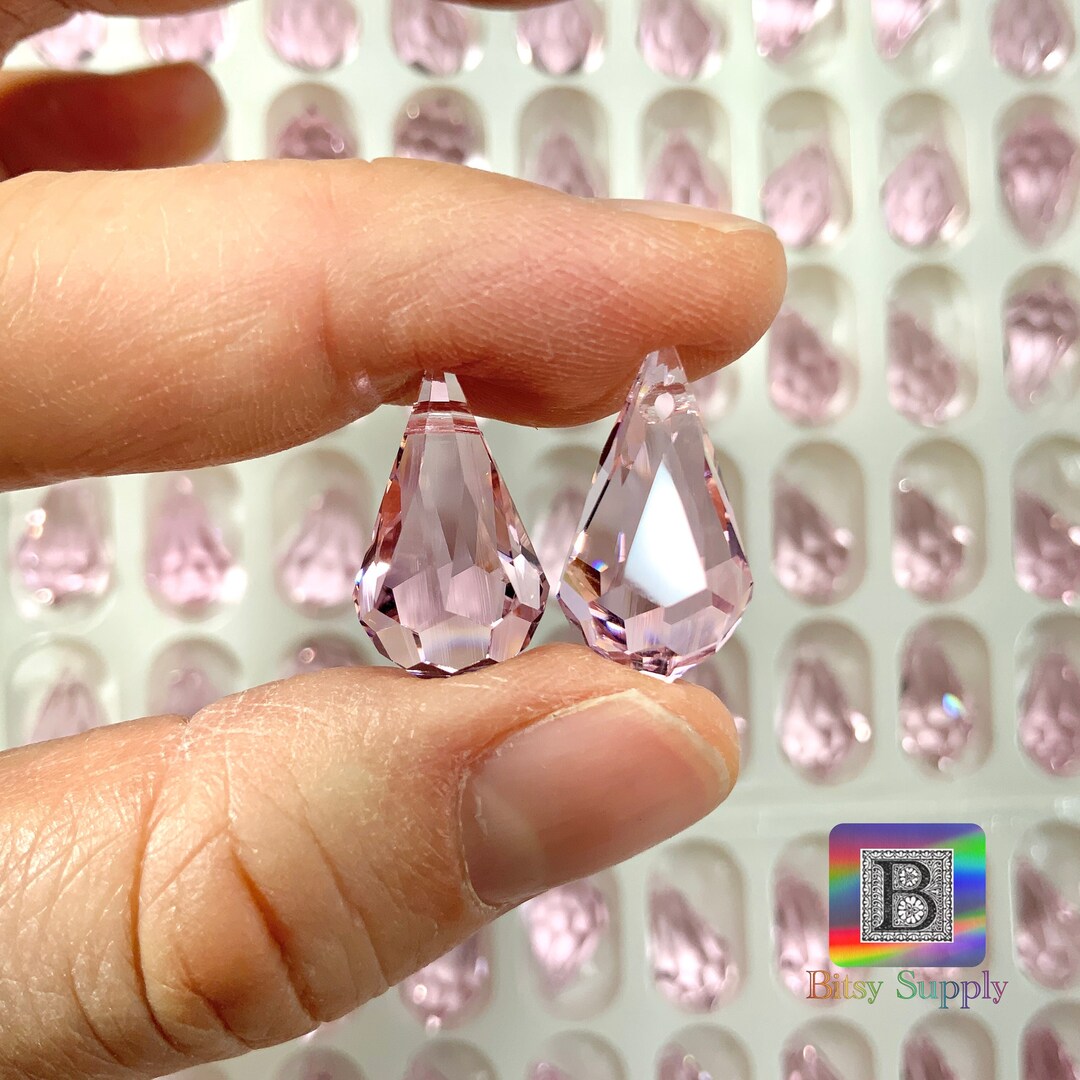 20mm Rosaline Small Teardrop Prisms Bulk Suncatcher Crystals Pink Glass