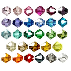 4mm Bicones High Quality 100pcs Bitsy Crystal for Jewelry Suncatchers or Car Charm Supplies, Glass Prism Beads for Earrings or Necklace CB25