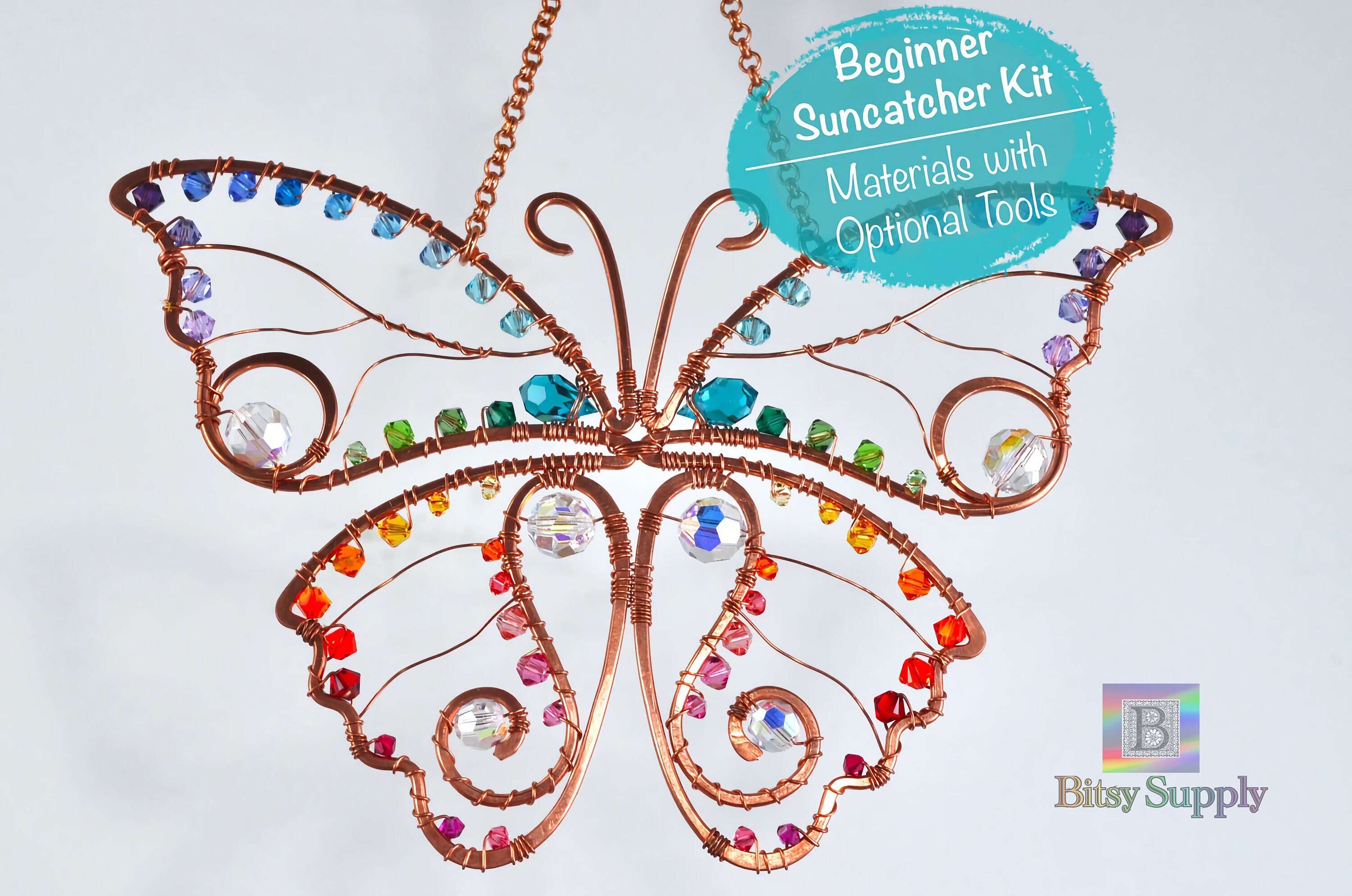 Butterfly Suncatcher Kit DIY Sun Catcher Kit for Beginners With Video Instructions Included and Tools Optional Beaded Crystal Suncatcher Etsy