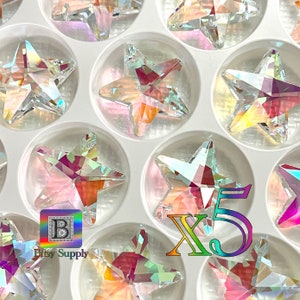 28mm AB Star Crystal Pendant | AB Aura Coated | 1-Hole Glass Prism | Star for Suncatcher Jewelry BD60 image 8