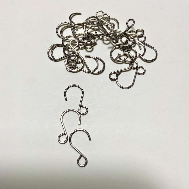 30pcs Small 22mm Stainless Steel hooks for Hanging Suncatcher or Car Charms, Gold or Silver Ornament Hanger DIY Craft Supplies Charms CH78 image 4