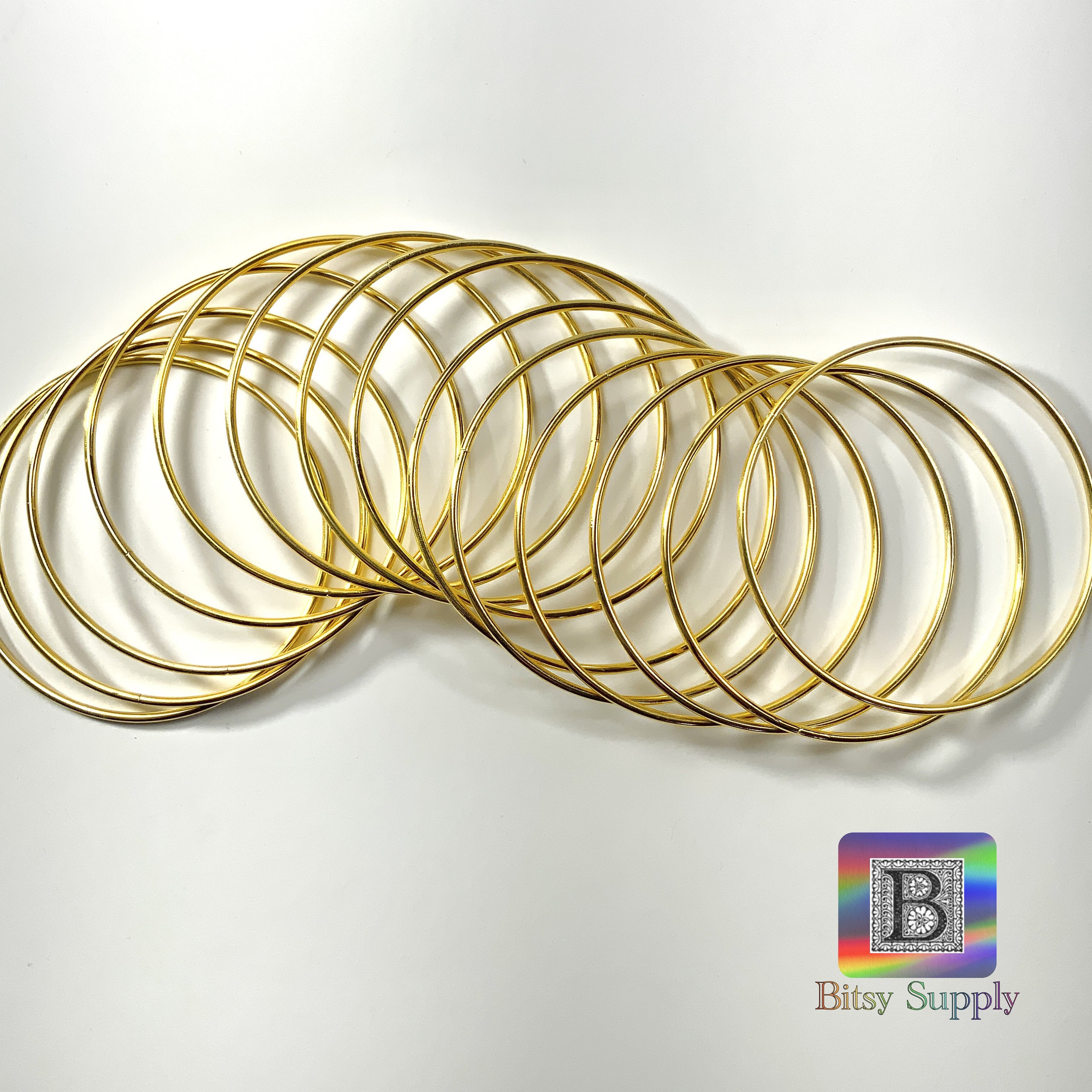 Set Da 4 Cerchi Metallici Oro Per Acchiappasogni E Macramè – Forme Di Stelle, Luna, Cuore – Diametri Da 5 A 20 Cm - 3