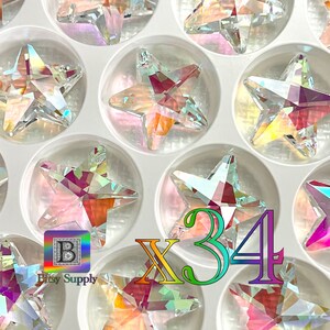 28mm AB Star Crystal Pendant | AB Aura Coated | 1-Hole Glass Prism | Star for Suncatcher Jewelry BD60 image 10