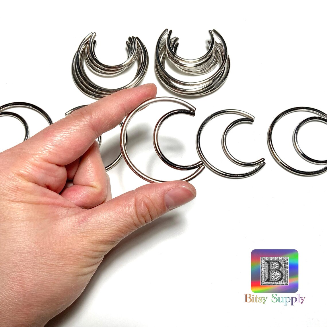 Choose Size- Shiny Silver Moon Frame for Suncatcher, Bulk Crescent ...