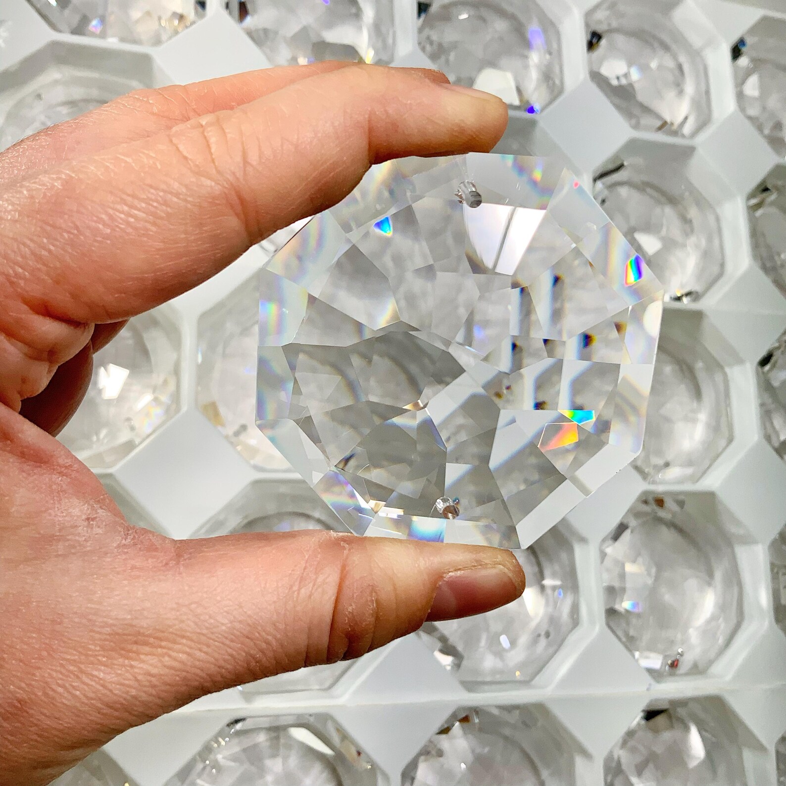 Fancy Octagonal GIANT 60mm Fancy Octagon 2-holes Clear Crystal for Suncatchers ...