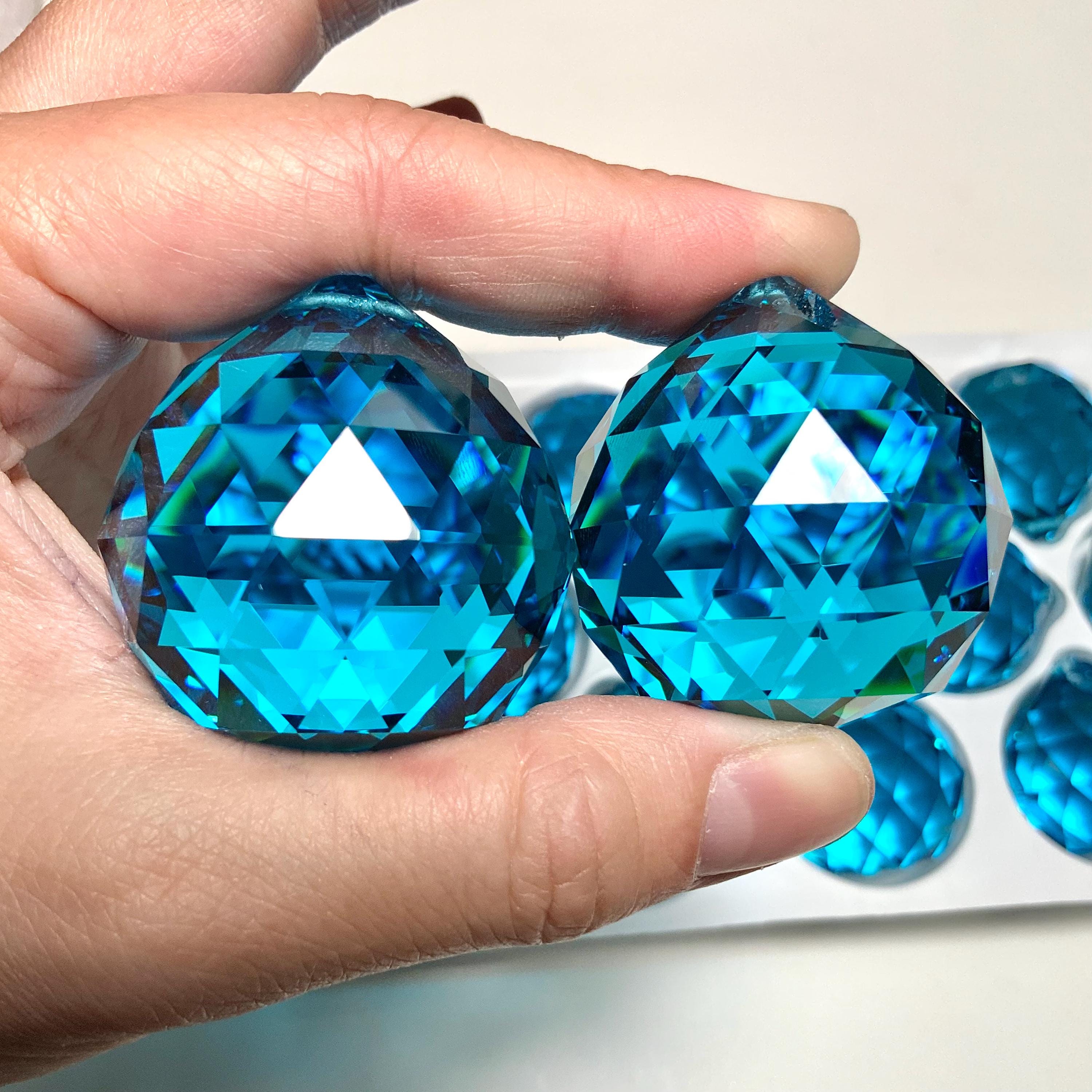 40mm Cerulean Aqua Crystal Ball Prism Suncatcher Crystals for