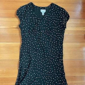 90年代のタルボットシルク水玉模様ドレス | サイズ14
