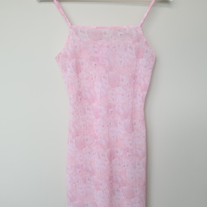 Vintage La Vie en Rose sheer pink floral slip dress