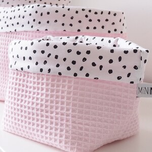Utensilo Körbchen Waffelpique rosa mit Punkten (verschied. Farben)