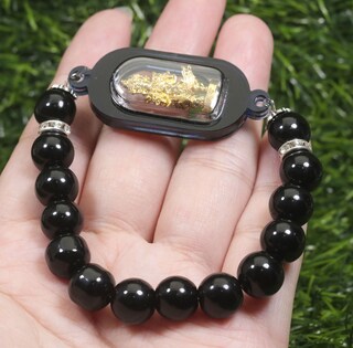 Lion&Son Bracciale Uomo Con Perle Di Lava E Occhio Di Tigre – Bracciale Regolabile, Gioiello Nero E Oro, Regalo San Valentino