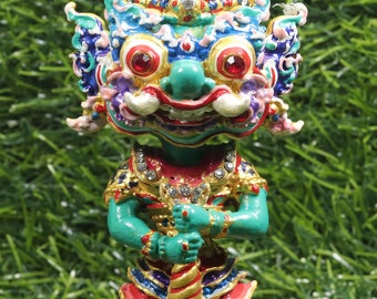 Thao Wessuwan Statue: Thai Amulet Talisman, Brass Figurine (12.6cm)