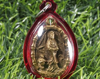 Guan Yin cast coin, Luang Pu Toh, Thai Amulet talisman, Old buddha, Thai pendant, powerful miracle amulet pendant, Rare, blessed , Pendant