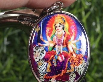 Medalion ze stali nierdzewnej Maa Durga: hinduski amulet