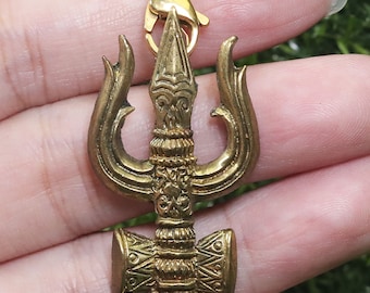 Collar de latón con tridente de Shiva: colgante de dios hindú