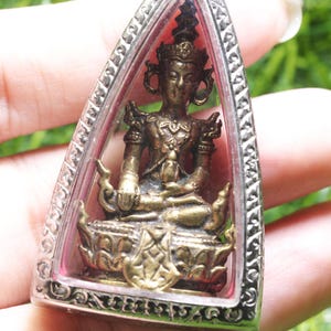 Thai Smaragd Buddha Halskette: Messing Amulett Anhänger