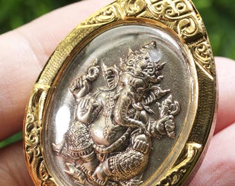 Ganesh Pendant: Brass Ganesha Statue, Thai Amulet