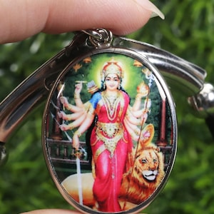 Maa Durga Stainless Steel Locket: Hindu Amulet Pendant