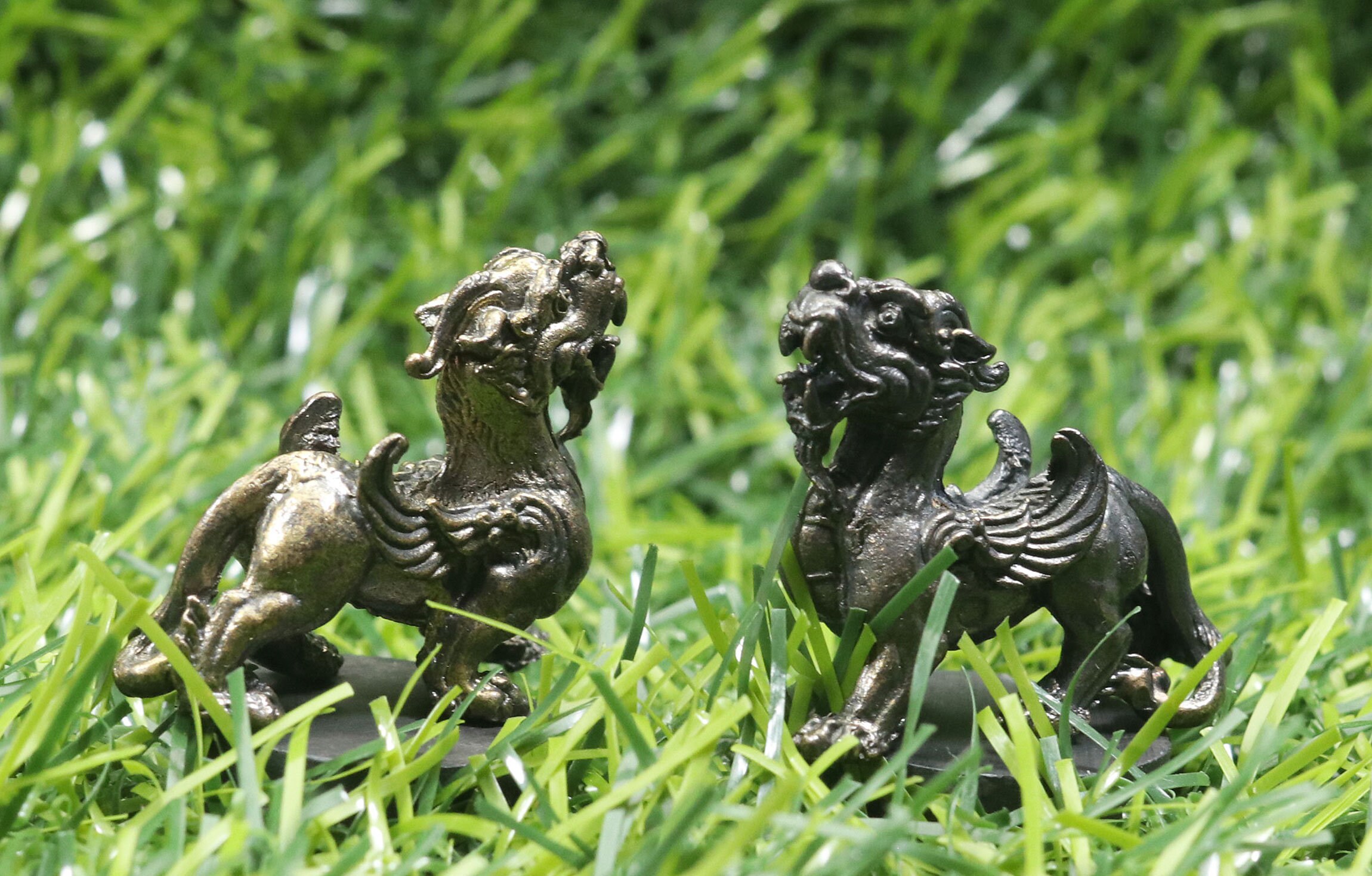 2 Pcs Pixiu Statue Brass Pixiu Mini Pixiu Thai Amulet Etsy