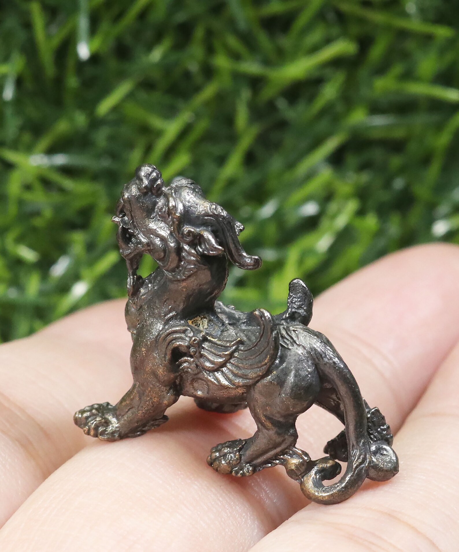 2 Pcs Pixiu Statue Brass Pixiu Mini Pixiu Thai Amulet Etsy