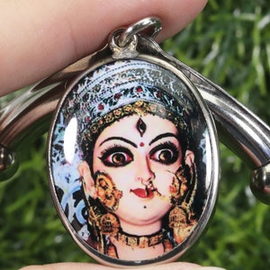 Durga Pendant: Stainless Steel Hindu Amulet