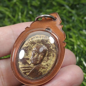 LP Thongsuk Thai Buddha Coin Amulet: Lucky Talisman Pendant
