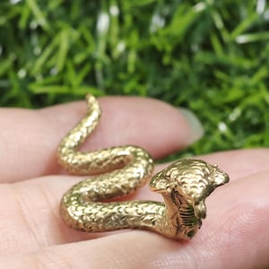 Amuleto tailandese in ottone con ciondolo a forma di serpente, serpente in ottone, ciondolo a forma di animale, decorazione thailandese, amuleto tailandese in ottone vintage con serpente sacro 2 pezzi, mini serpente, regalo