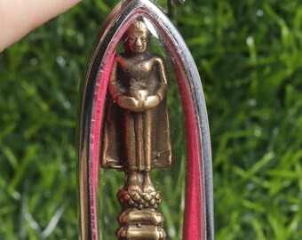 Buddha, Thai pendant, Thai amulet, Talisman, Powerful, Necklace and pendant, Brass pendant, Thai brass, powerful, Old amulet, necklace, Gift