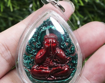 Phra Pidta Luang Pu Toh, buddha, Thai pendant, powerful miracle amulet pendant, Talisman, Close eye Buddha, Necklace, Pidta relieves debt