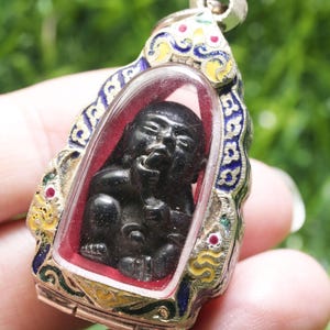 Kuman Thong, Thai pendant talisman, Thai amulet, Pendant with rope, Amulet Pendant Brass KumaanTong, Amulet Luck Rich Money, Gift, Good luck
