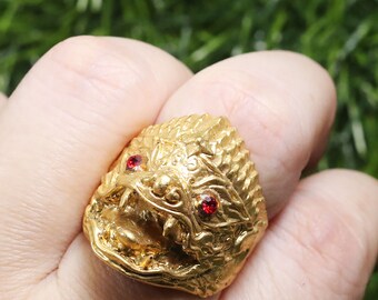 Ring, Hanuman, Thai amulet talisman, Ring brass, Powerful Ring, Monkey God Evil Protector, Thai Amulet Ring, Talisman, Brass, Gift, Art