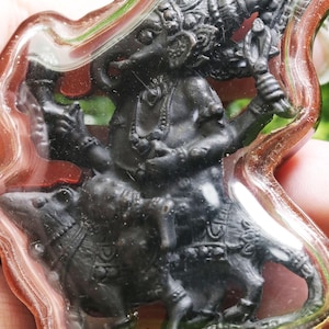 Ganesh Brass Pendant Necklace: Hindu God on Rat