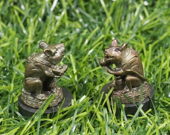 2 Pcs, Rat statue, Brass rat, Mini mouse, mouse Brass, Hindu god, Muzika, Ganesha, brass statue, Gift, mouse, small rat, Ganesh, God, Mini