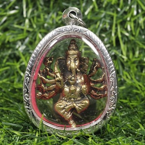 Brass Ganesha Pendant: Thai Hindu God Amulet