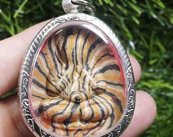 Phra Pidta Thai Amulet: LP Pae Buddha Pendant, Rainbow Takrut