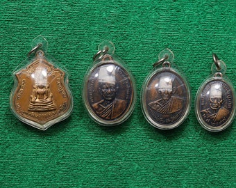 Thai amulet, LP, Coin mix 4, Amulet pendant lucky Thai famous, Thai amulet pendant, Temple, Talisman, Case