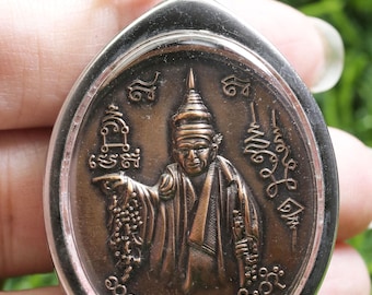 Thep Thanjai Coin: Brass Thai Buddha Amulet Pendant