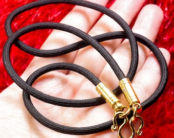 Thai Amulet Rope Necklace : Handmade Talisman, Gold Plated (24 inch)